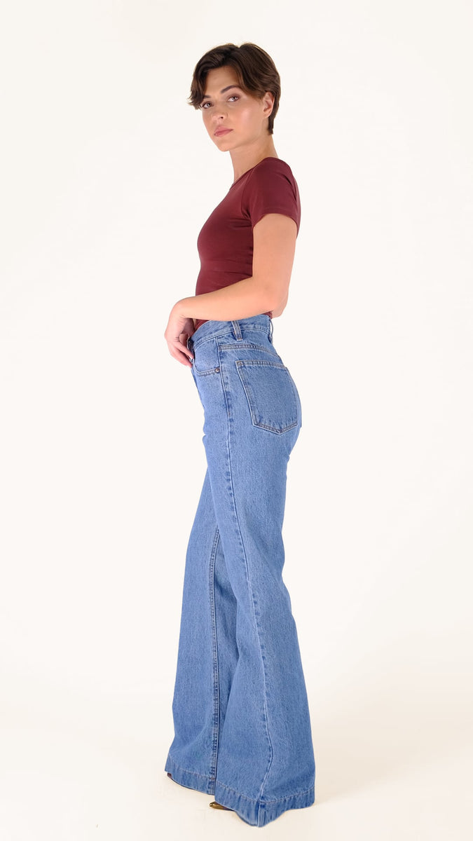 Alex Medium flared Salt& Pepper Jeans – lapoupee